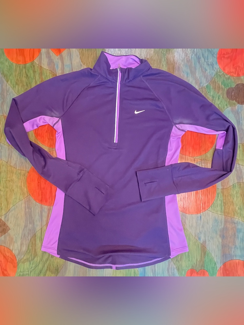 Nike Active Purple Pink Full Zip Front Jacket Size Small Dri-Fit Thumb Holes